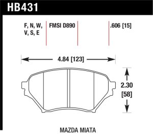 Mazda Miata Brake Pads - Front - Hawk Performance - Blue 9012 - Blue - `01-`05